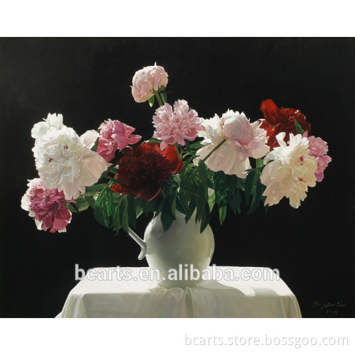 Colorful shiny flower in vase wall picture for living room